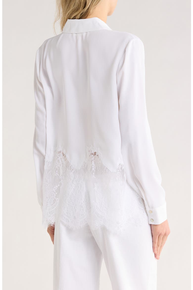Adalee Lace Trim Button-Up Shirt, Alternate, color, WHITE