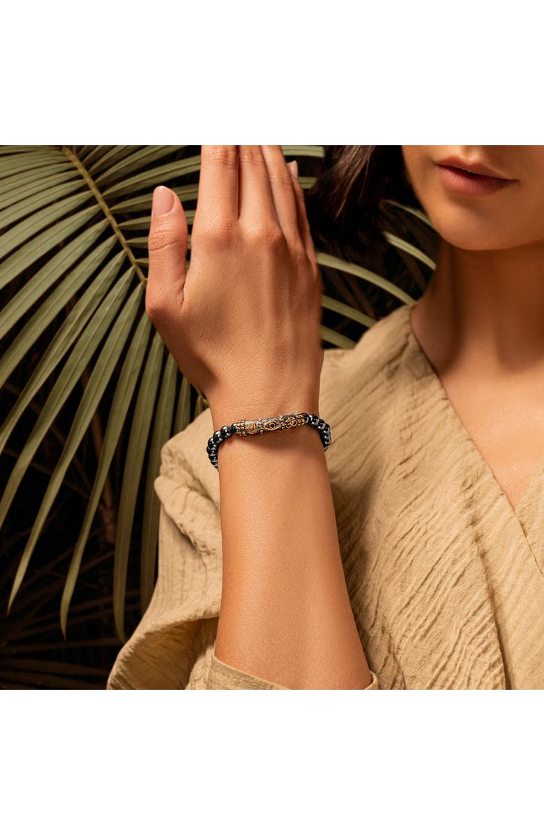 Karma and Luck Thought Stabilizer Triple Protection Bracelet, Alternate, color, Dark Grey/Gold/Black