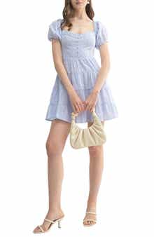 All in Favor Mixed Stitch Cotton Eyelet Minidress