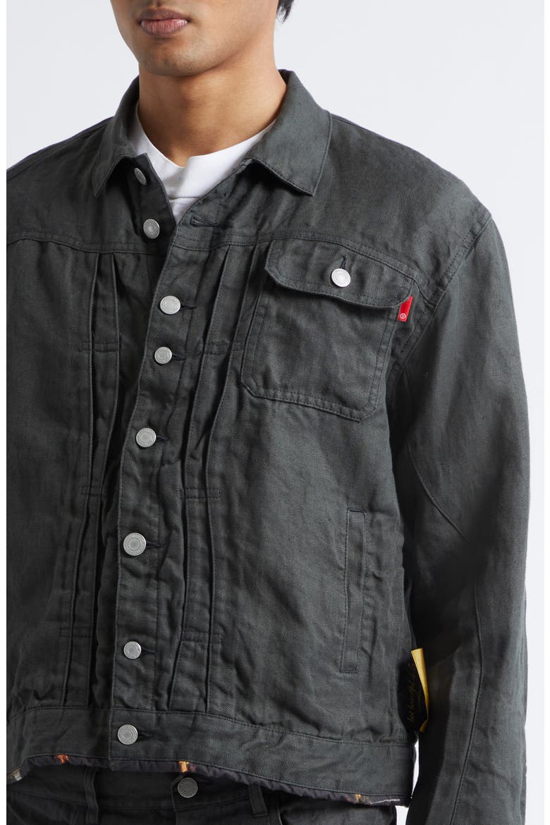 Linen Denim Jacket, Alternate, color, KHAKI GRAY