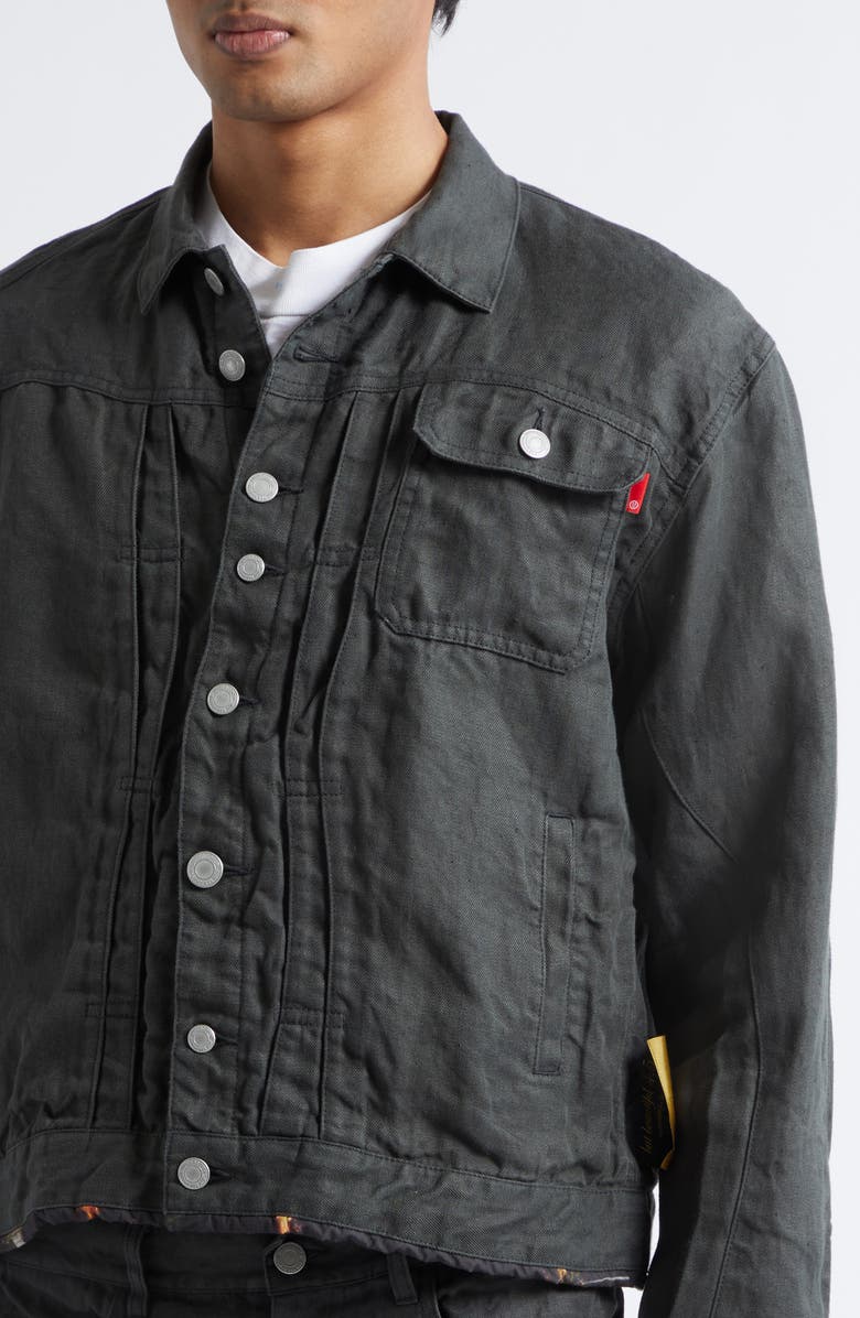 Undercover Linen Denim Jacket, Alternate, color, Khaki Gray