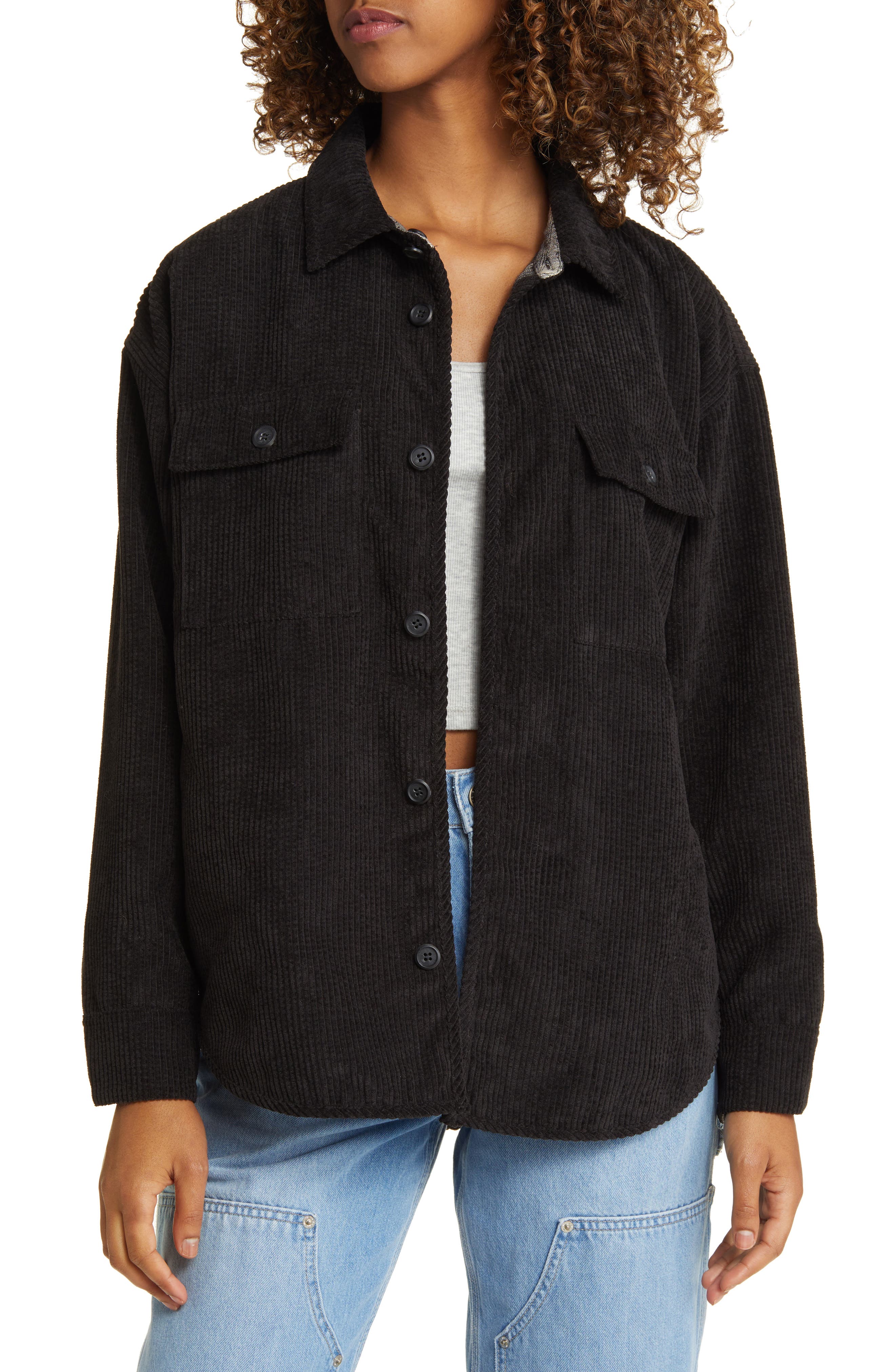 Thread & Supply Plaid Lined Corduroy Shacket (Women) | Nordstromrack