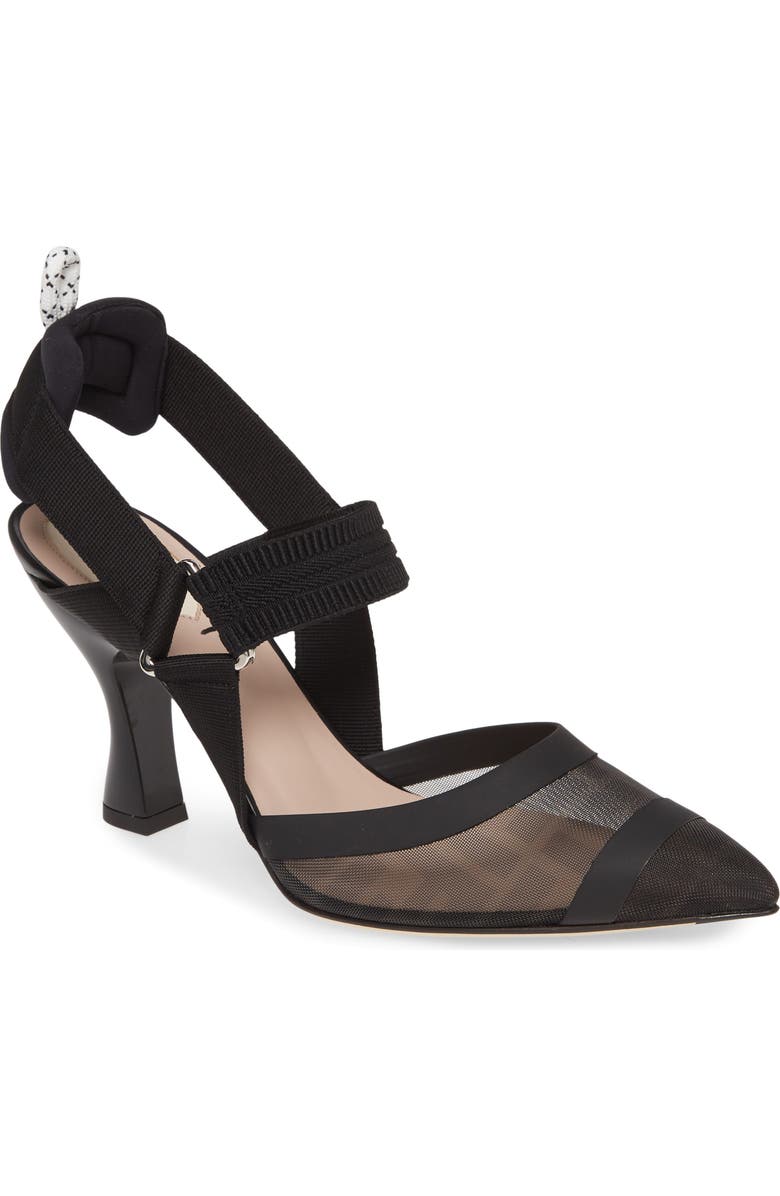 Fendi Colibri Mesh Slingback Pump, Main, color, Black