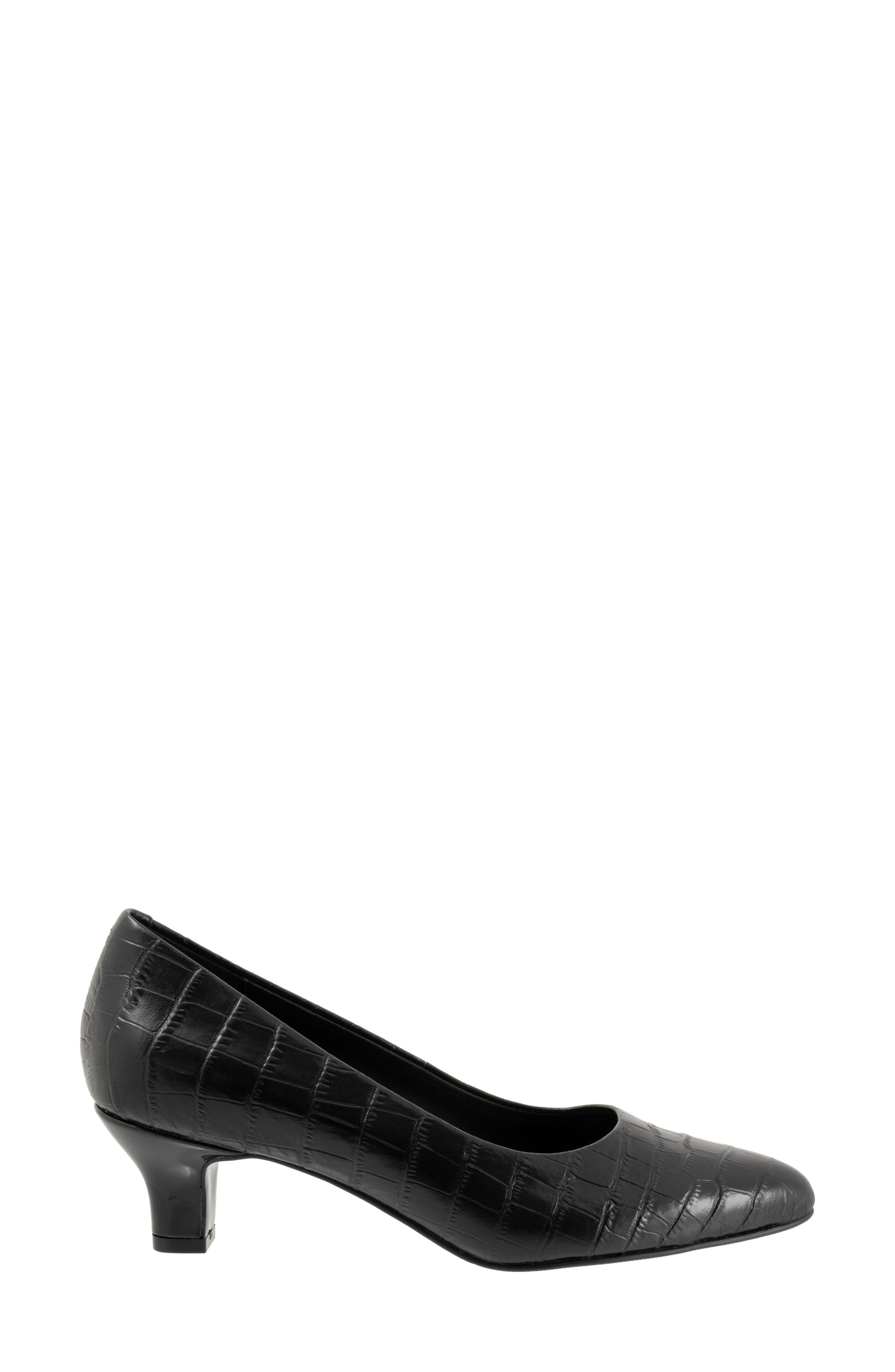 Trotters Kate Pointed Toe Kitten Heel Pump, Alternate, color, Black Croc