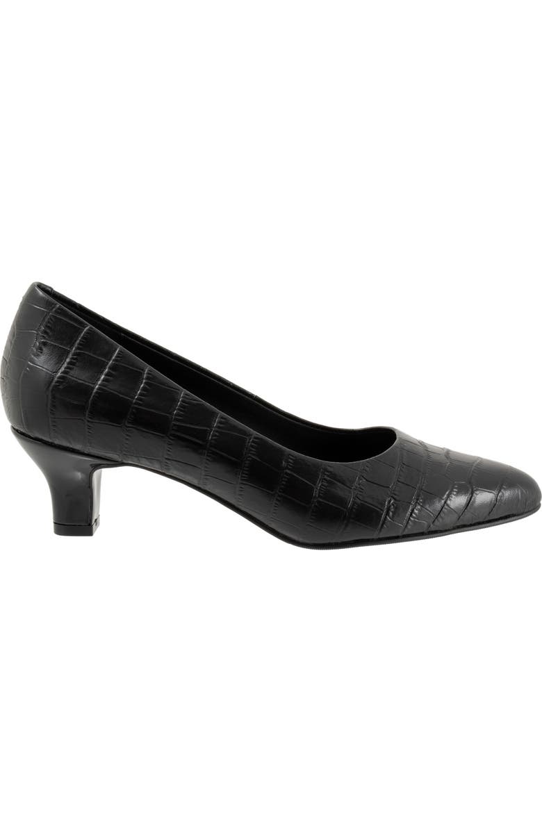 Trotters Kate Pointed Toe Kitten Heel Pump, Alternate, color, Black Croc