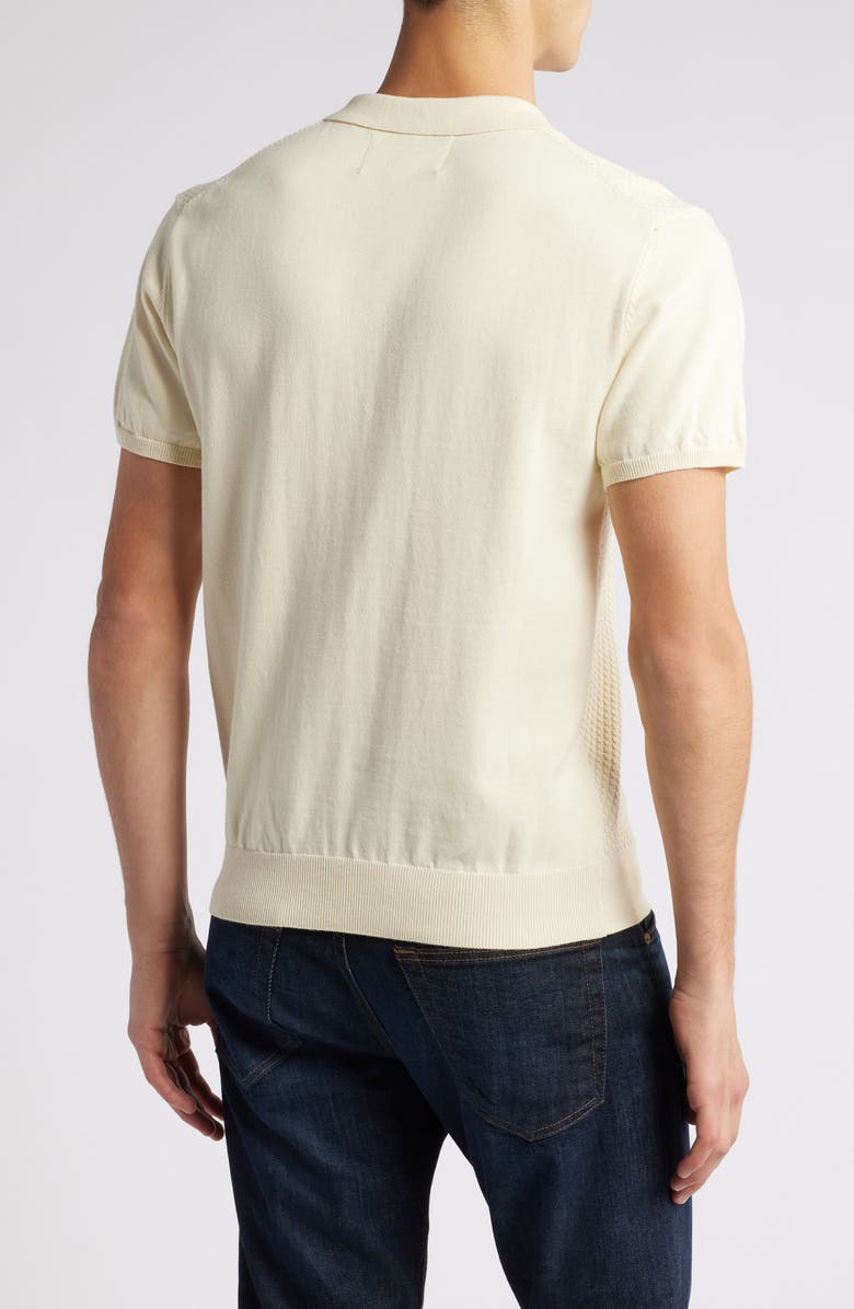 Schott NYC Basket Weave Cotton Knit Polo, Alternate, color, Off White