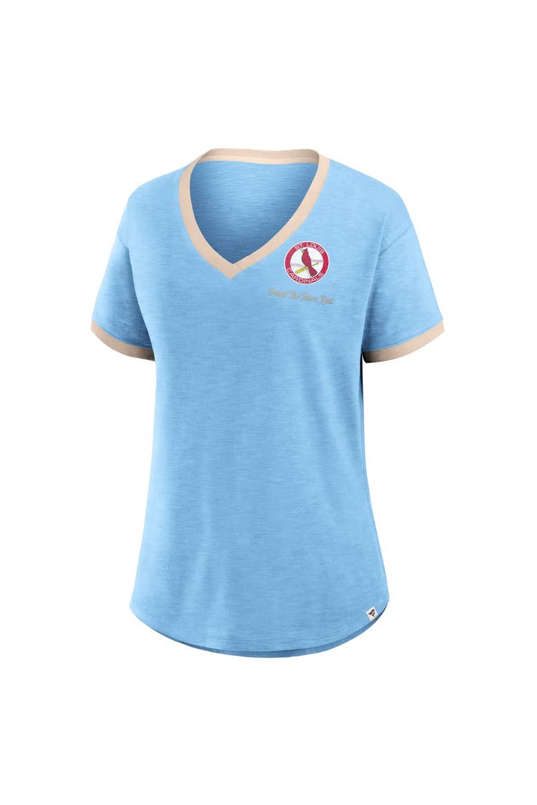 Women's Fanatics Light Blue St. Louis Cardinals Binge Worthy Stadium Slub V-Neck T-Shirt, Alternate, color, Light Blue