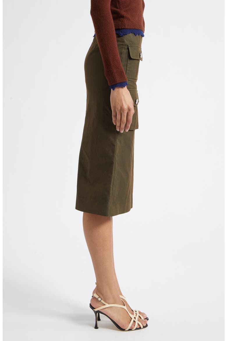 Multipocket Cotton Blend Utility Midi Skirt, Alternate, color, GREEN