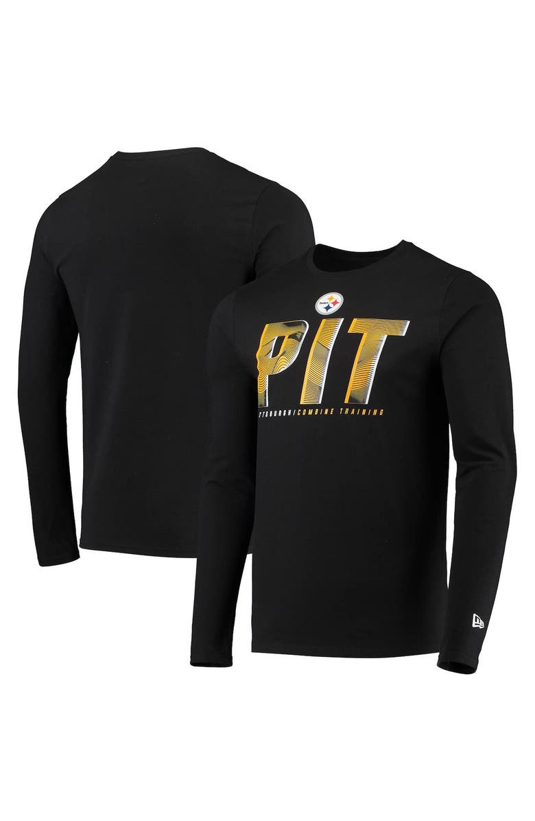 New Era Men's New Era Black Pittsburgh Steelers Combine Authentic Static Abbreviation Long Sleeve T-Shirt, Main, color, 