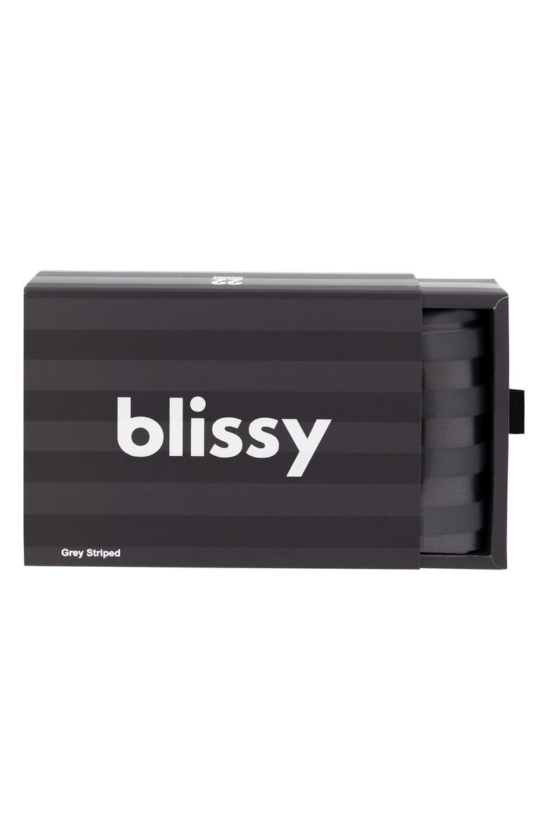 BLISSY Mulberry Silk Pillowcase, Alternate, color, Grey Stripe