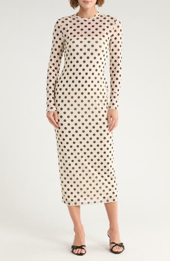 Afrm Los Angeles Brandi Floral Long Sleeve Dress In Neutral