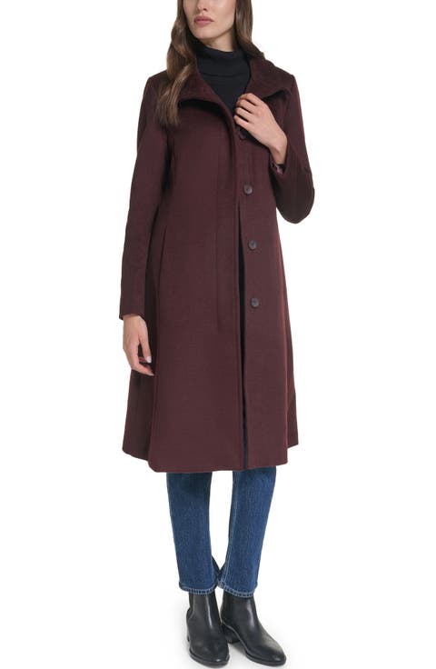 Stand Collar Wool Blend Coat