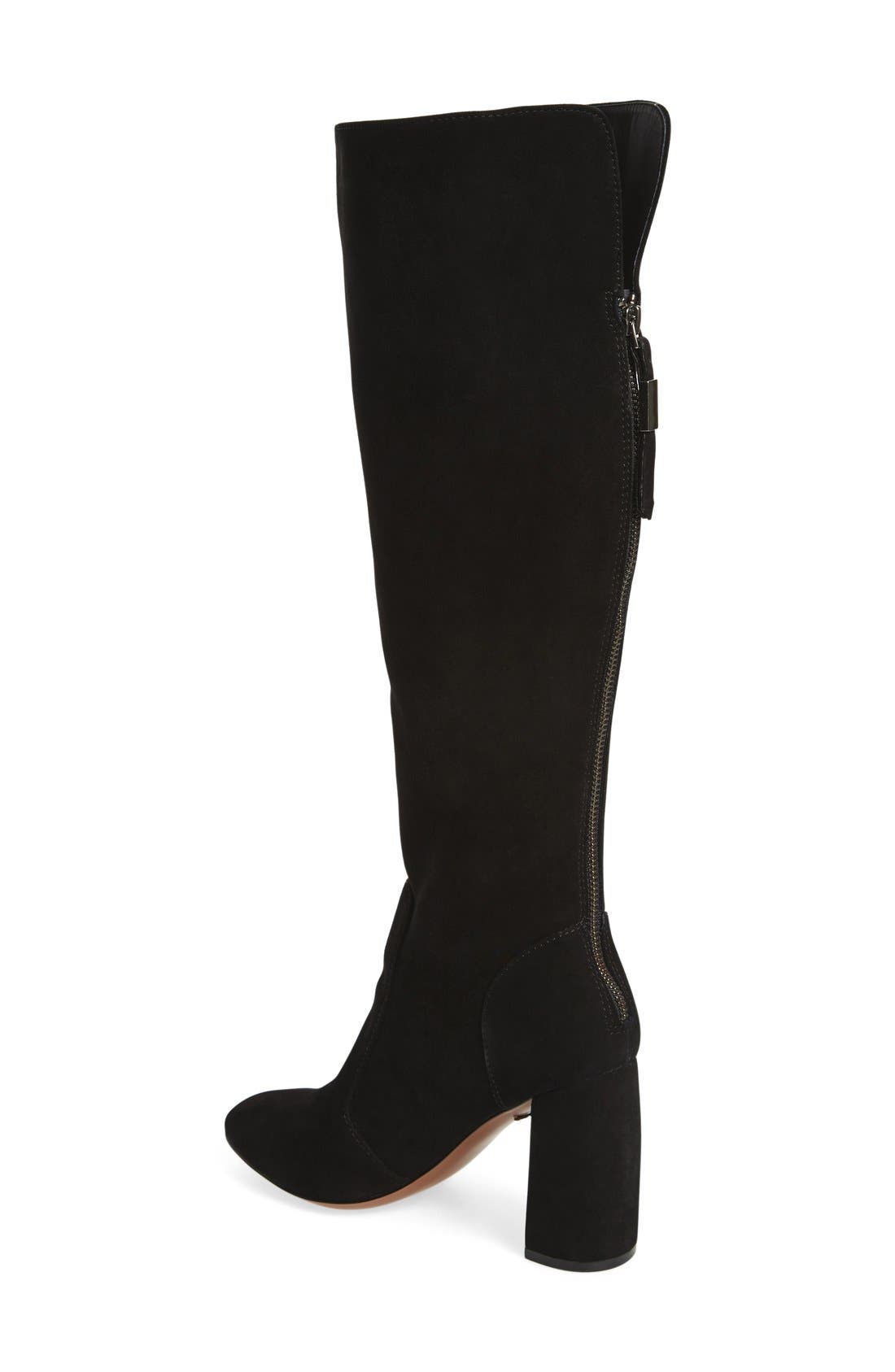 'Blake' Block Heel Tall Boot, Alternate, color, BLACK SUEDE
