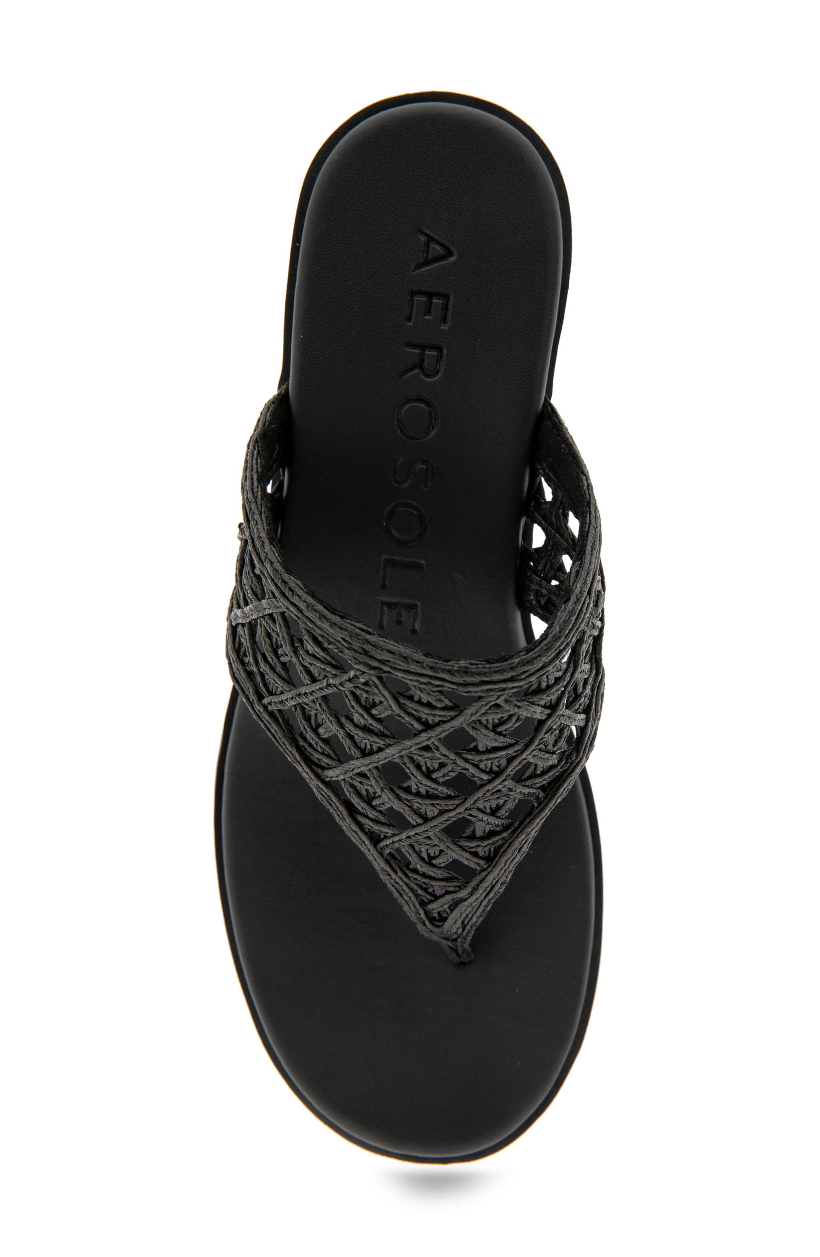 Aerosoles Ivie Wedge Sandal, Alternate, color, Black Raffia