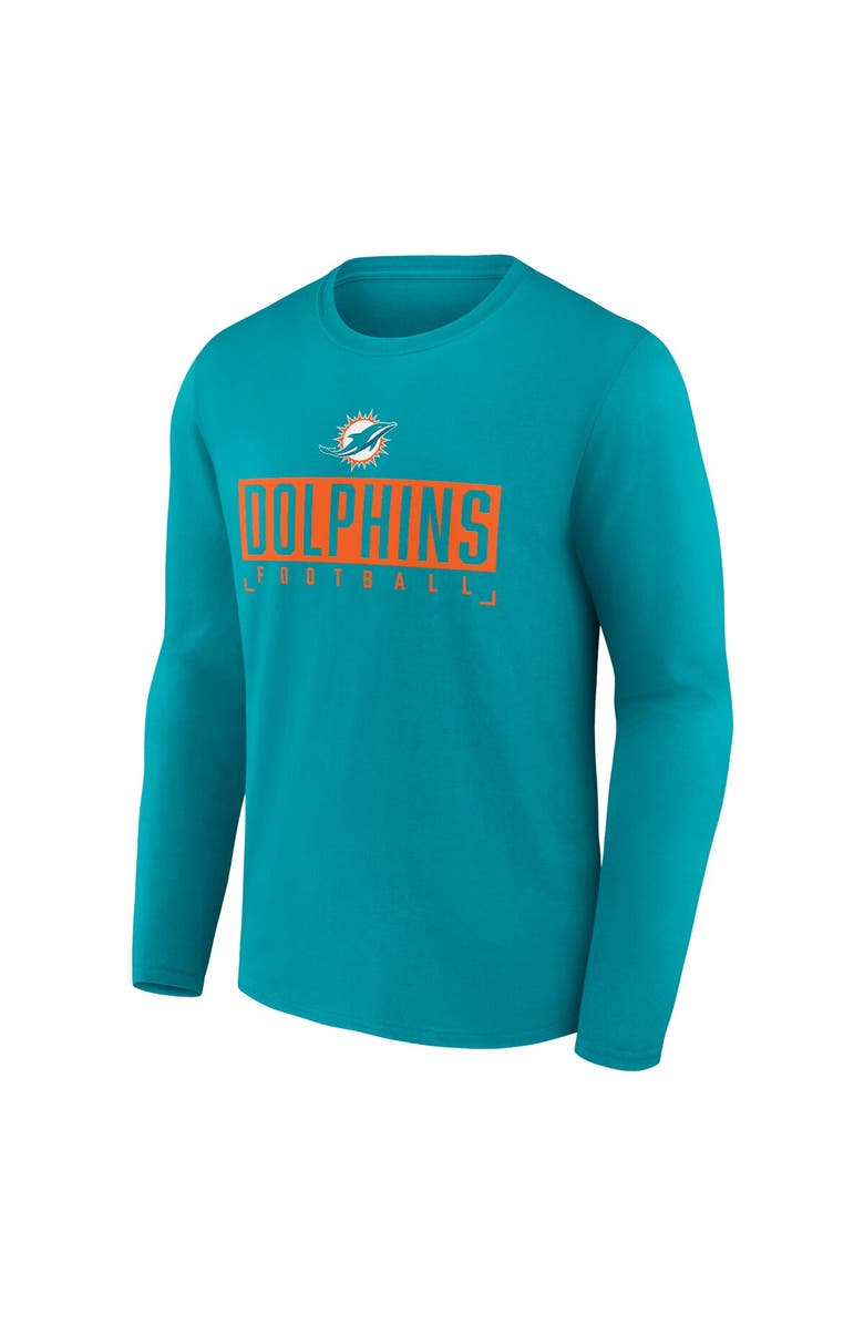 FANATICS Men's Fanatics Branded Aqua Miami Dolphins Big & Tall Wordmark Long Sleeve T-Shirt, Alternate, color,