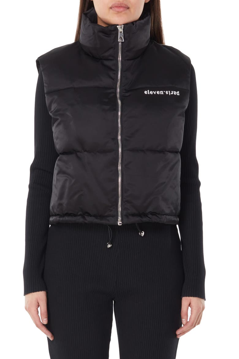 Water Resistant Crop Puffer Vest, Main, color, BLACK