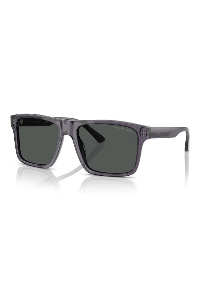 57mm Square Sunglasses, Alternate, color, TRANSPARENT DARK GREY / SMOKE