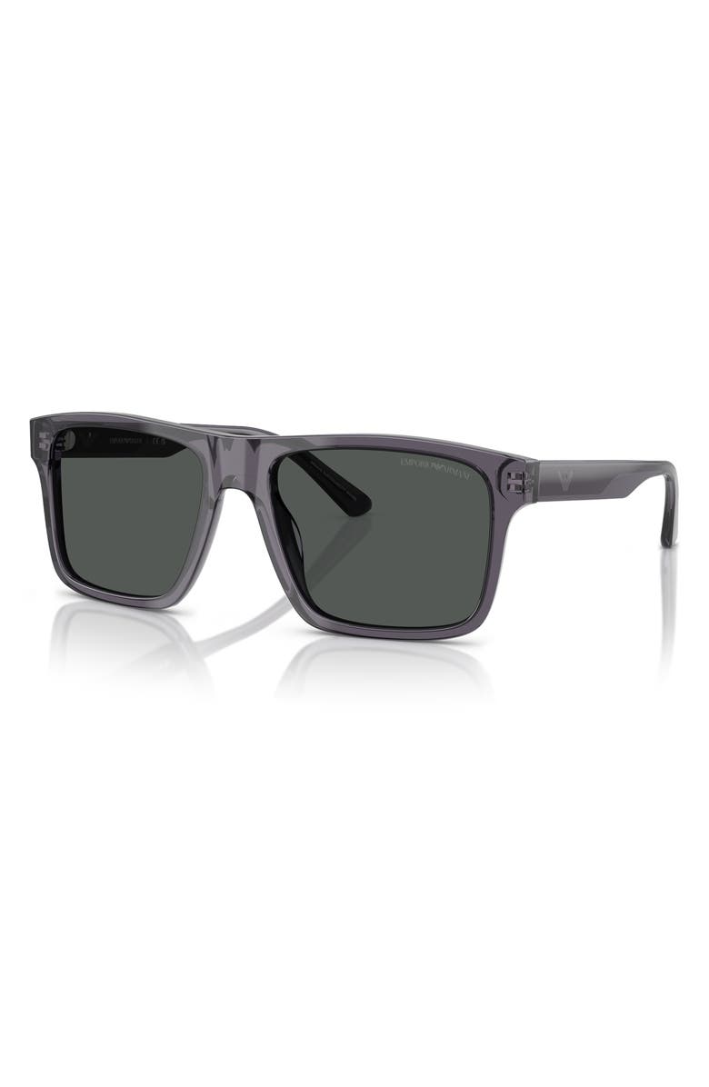 Emporio Armani 57mm Square Sunglasses, Alternate, color, Transparent Dark Grey / Smoke
