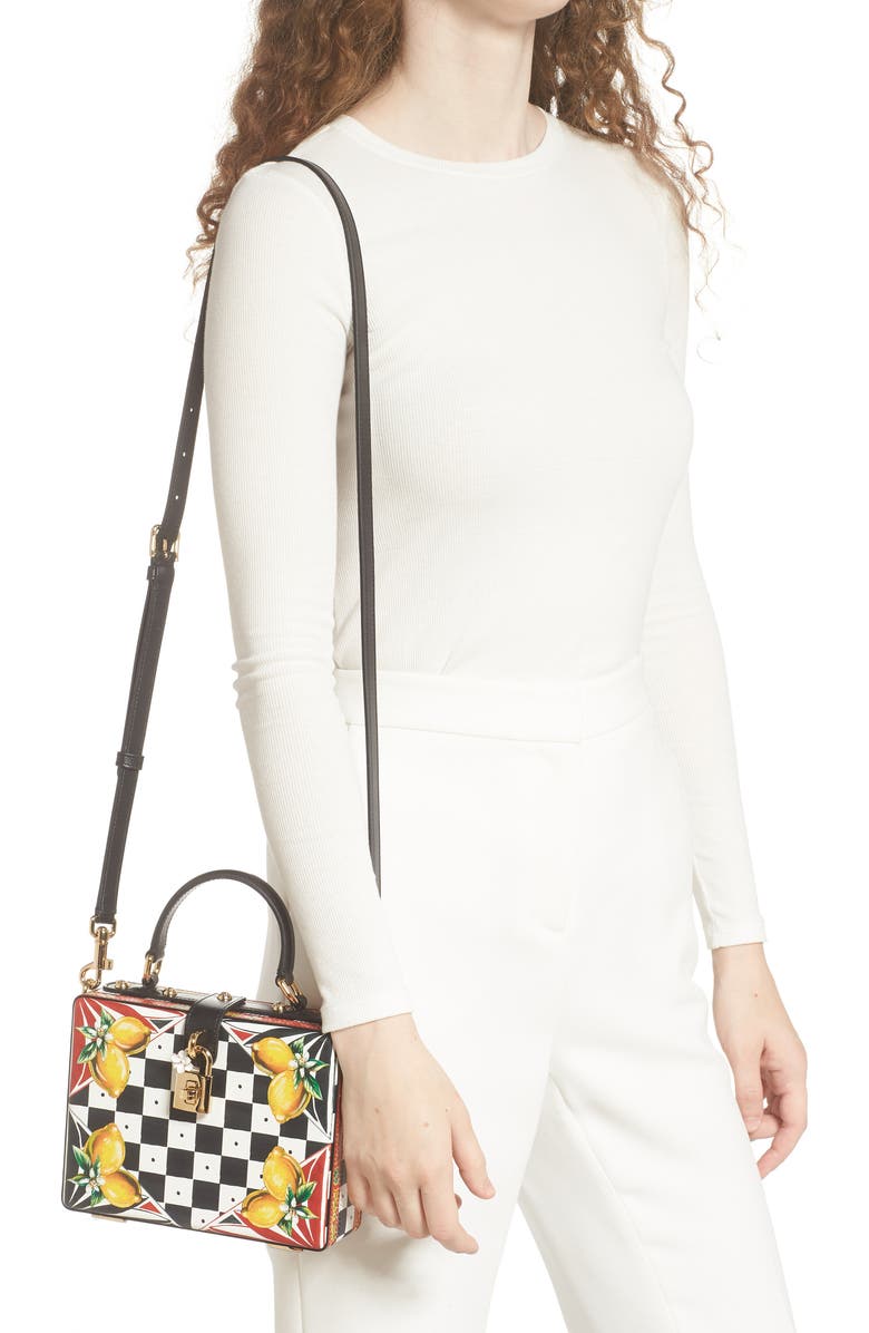Dolce&Gabbana Dolce Carretto Print Leather Box Bag, Alternate, color,
