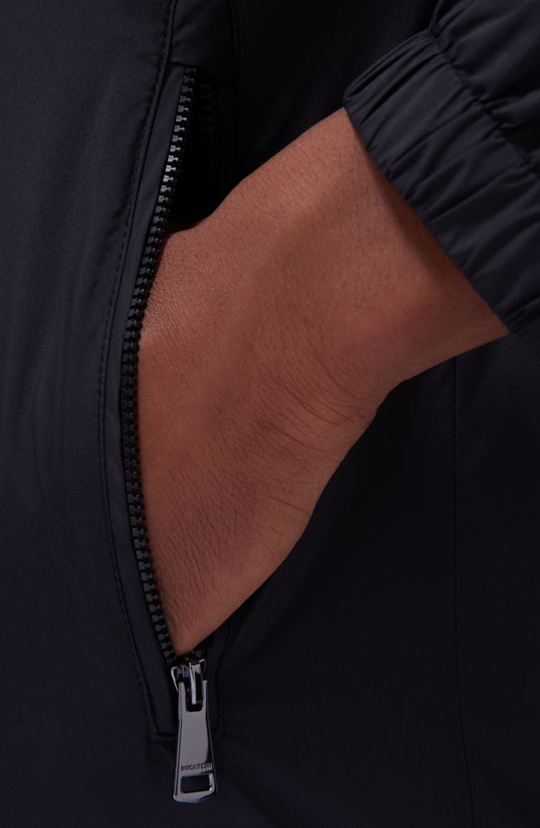 Bugatchi Water Repellent Packable Jacket with Removable Hood, Alternate, color, Black