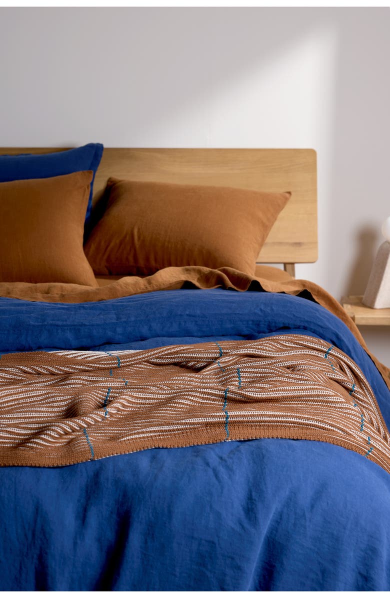 Parachute Two-Tone Organic Cotton Ribbed Throw Blanket, Alternate, color, Bone And Tobacco