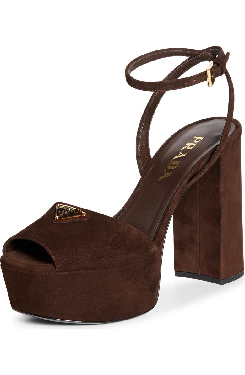 Prada Logo Platform Sandal, Main, color, Moro