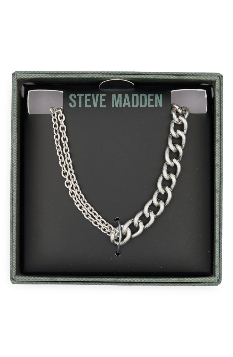 Steve Madden Mixed Chain Necklace, Main, color, Shiny Rhodium
