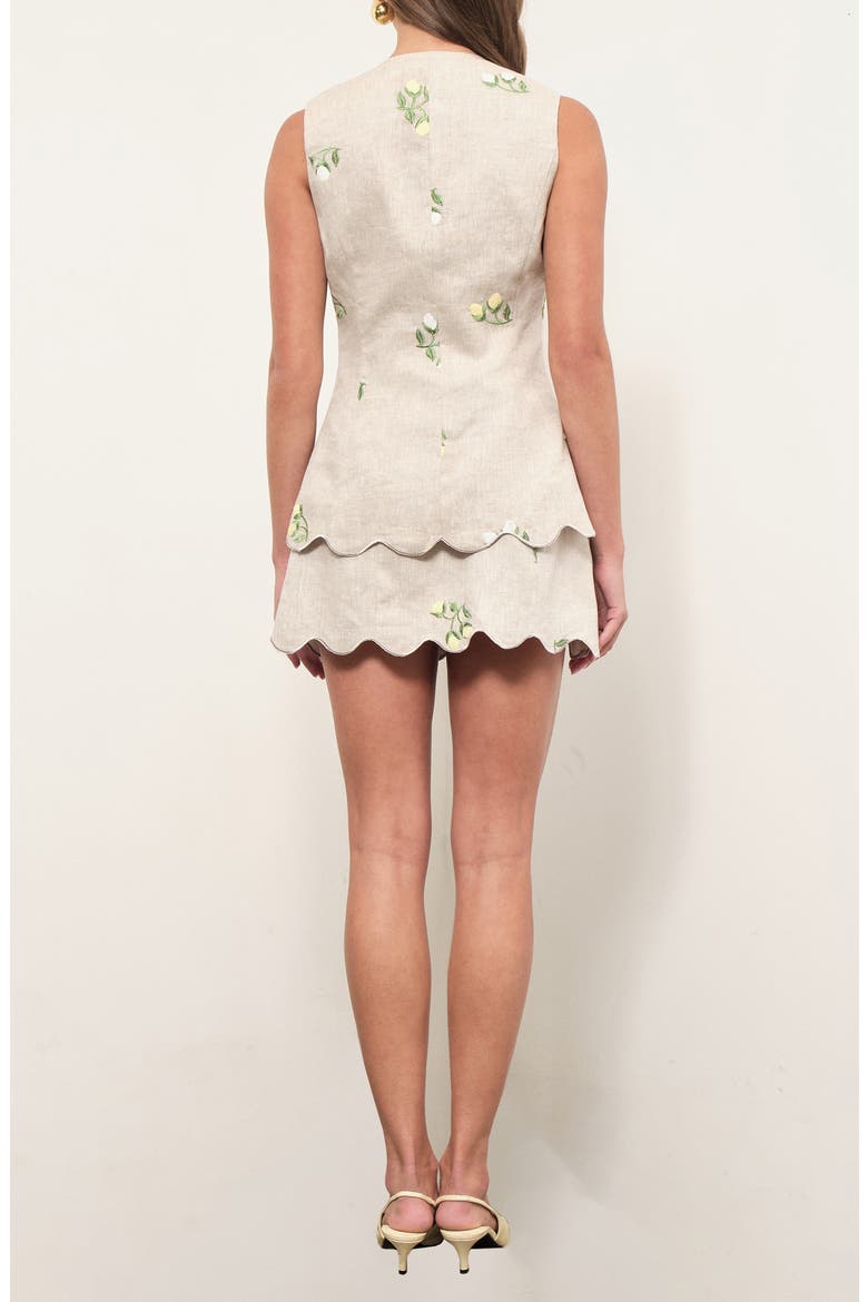 Willow Floral Embroidered Linen Button-Up Top, Alternate, color, BEIGE FLORAL