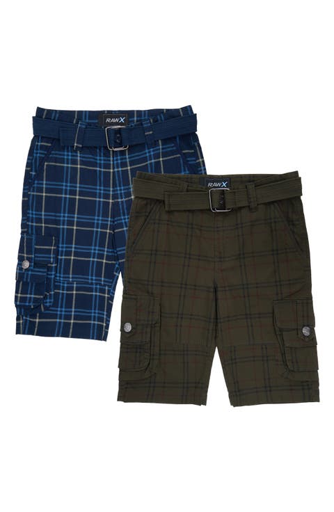 Kids' 2-Pack Belted Twill Cargo Shorts