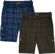 XRAY Kids' 2-Pack Belted Twill Cargo Shorts