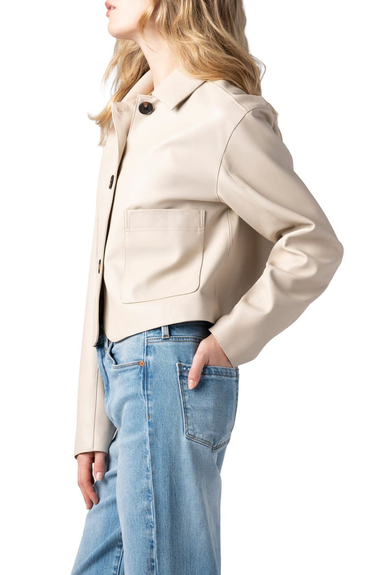 Faux Leather Crop Blazer, Alternate, color, CLOUD DANCER