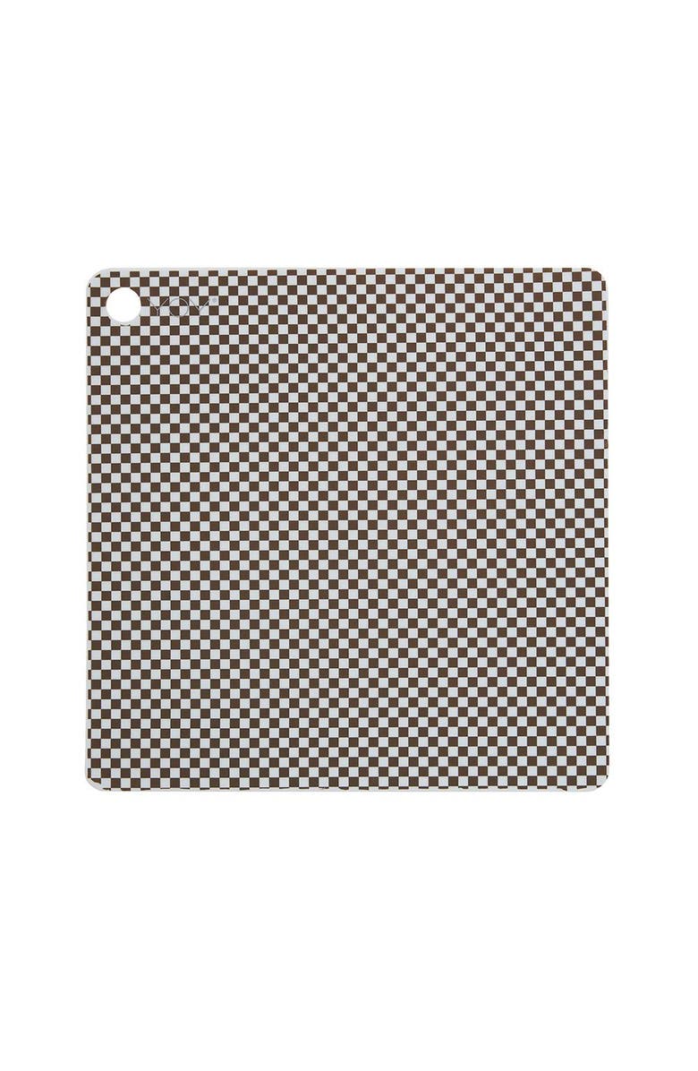 OYOY Placemat Checker - Pack of 2, Main, color, Dusty Blue / Choko
