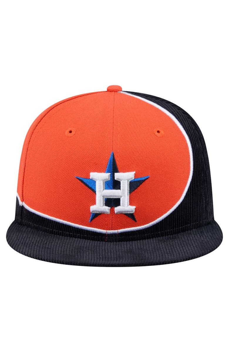 New Era Men's New Era Navy/Orange Houston Astros Retro Split Corduroy Snapback Hat, Alternate, color, Navy