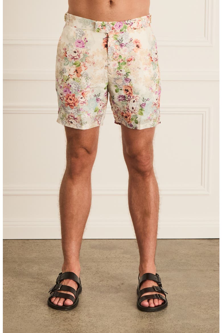 Tailored Louis Shorts, Main, color, White Floral Print