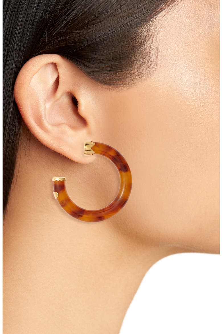 Rainbow Mix Open Hoop Earrings, Alternate, color, AMBER