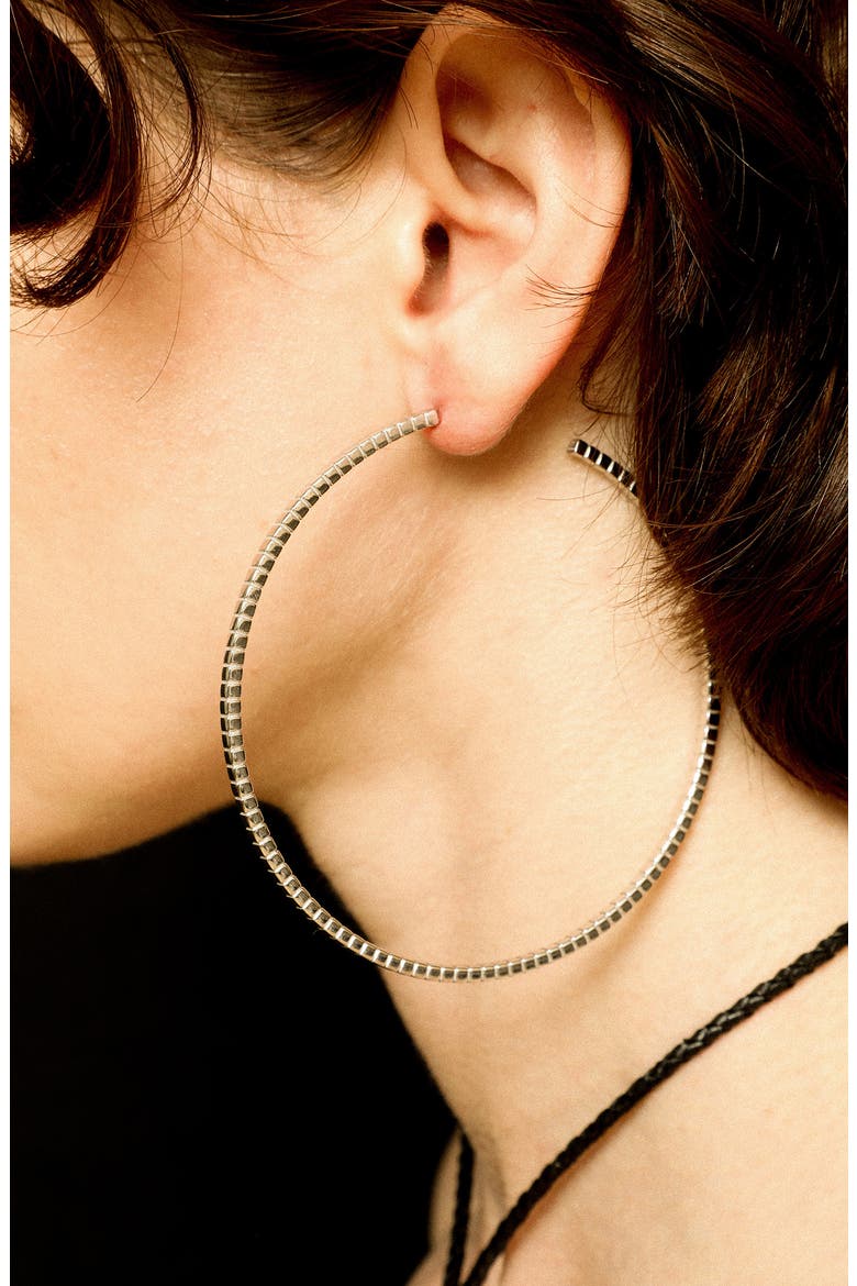 Large Signore Hoop Earrings, Alternate, color, SILVER
