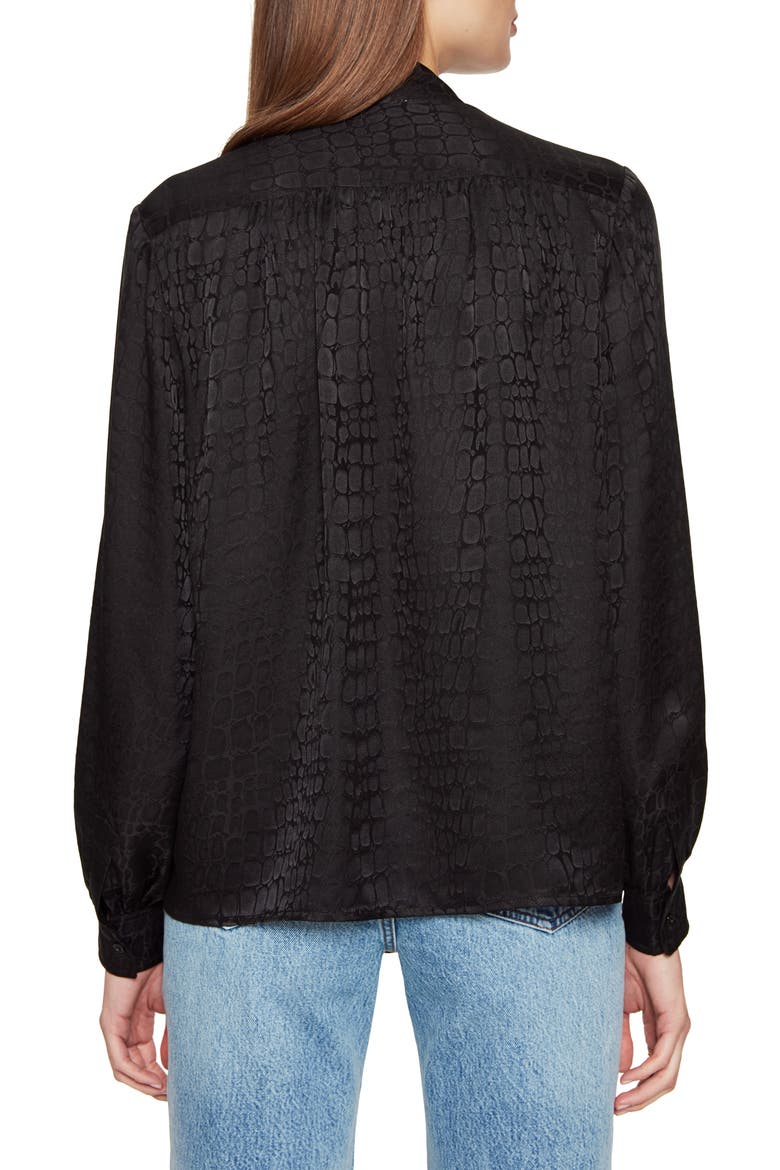 Delilah Croc Jacquard Silk Top, Alternate, color, BLACK JACQUARD