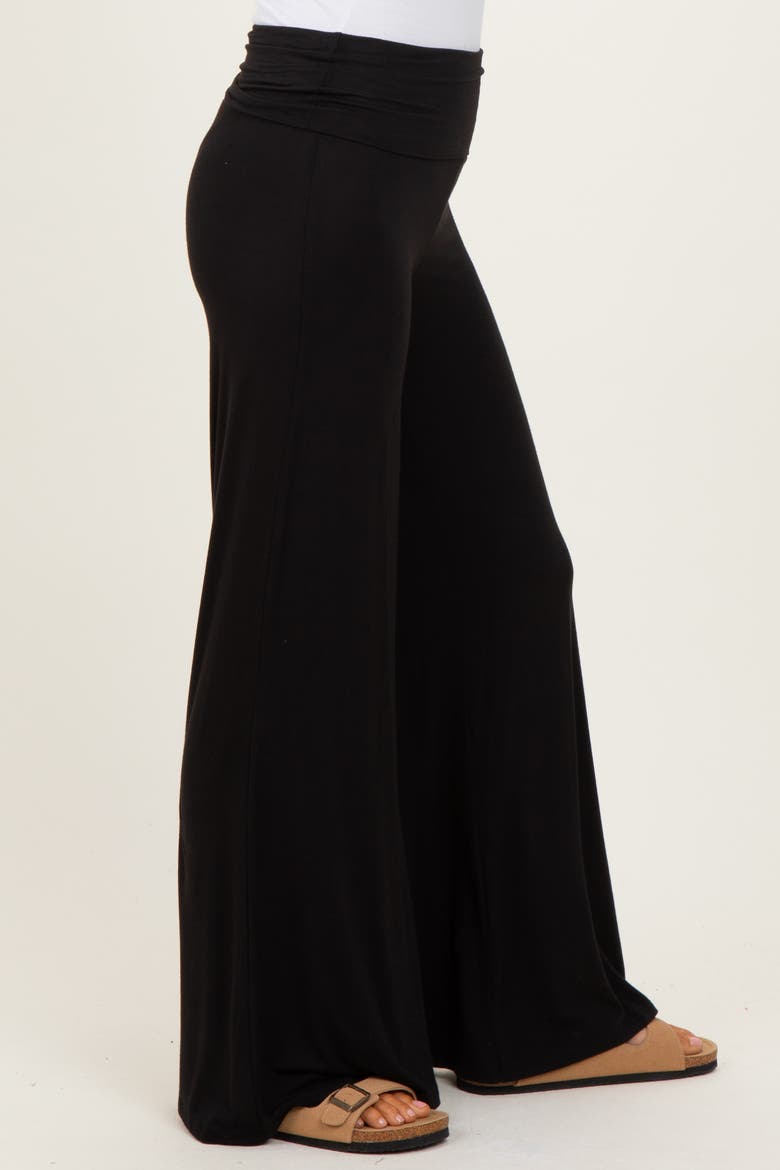 Fold Over Waist Wide Leg Lounge Pants, Alternate, color, Black