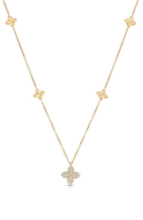 Venetian Princess Diamond Flower Station Necklace