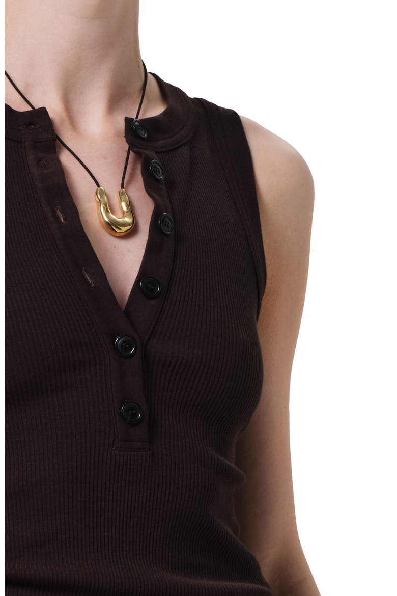 Caralyn Rib Henley Tank, Alternate, color, CHOCOLATE