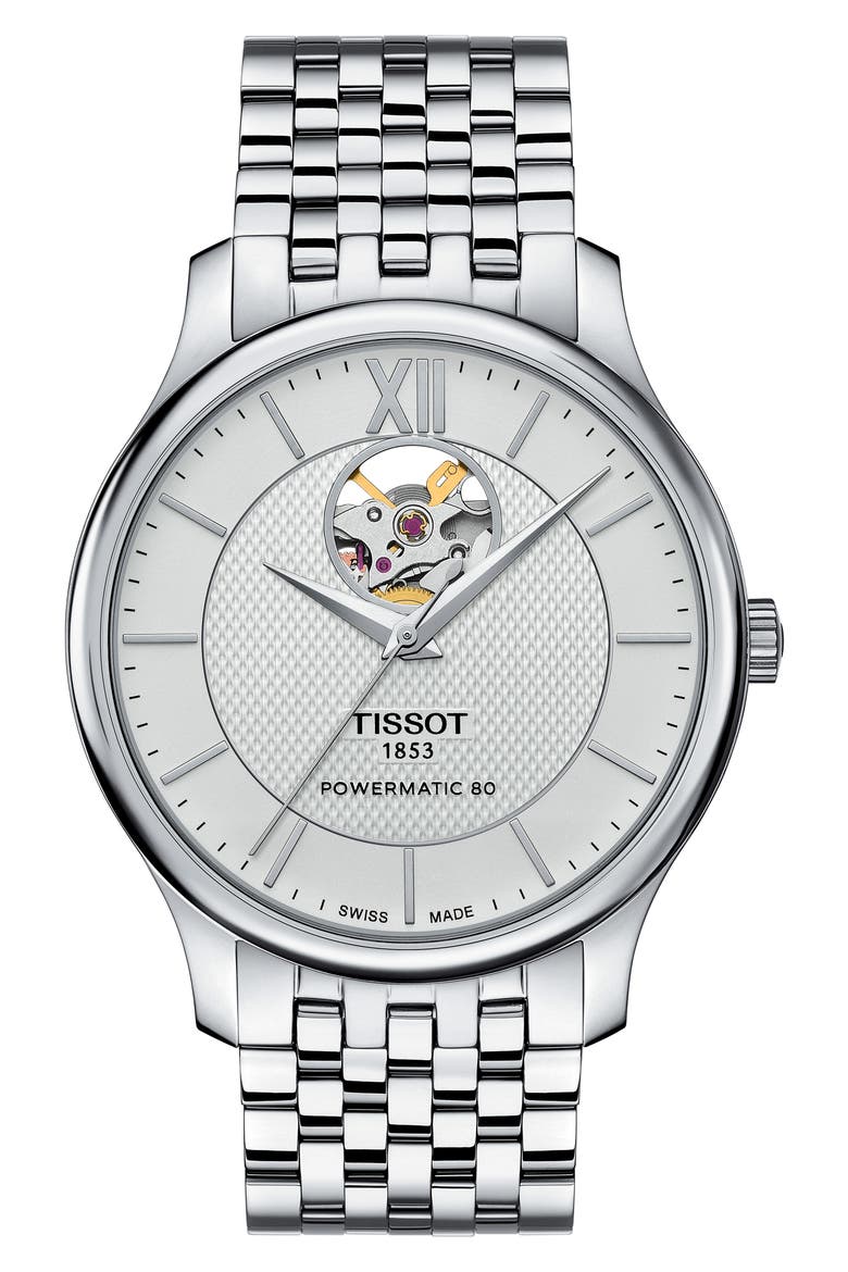 Tradition Bracelet Watch, 40mm, Main, color, SILVER