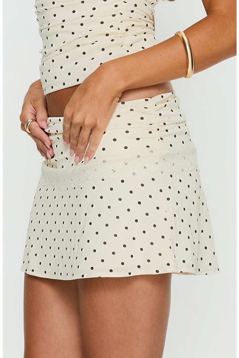 Amia Lace Trim Miniskirt, Alternate, color, CREAM POLKA DOT