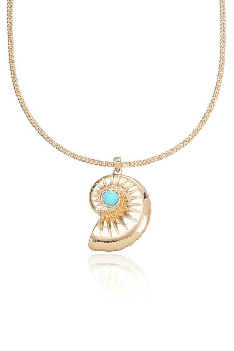 Conch Shell Pendant Necklace, Alternate, color, TURQUOISE