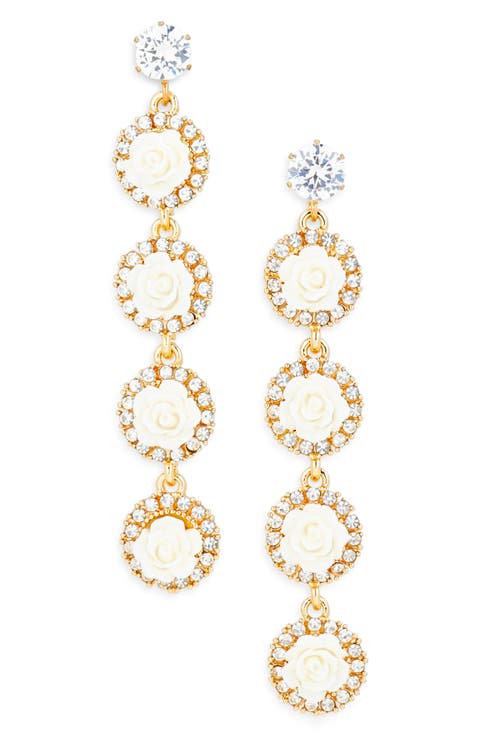 Crystal Halo Floral Drop Earrings