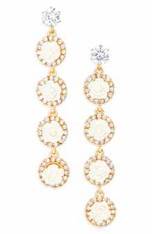Crystal Halo Floral Drop Earrings