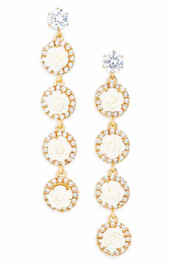 Crystal Halo Floral Drop Earrings
