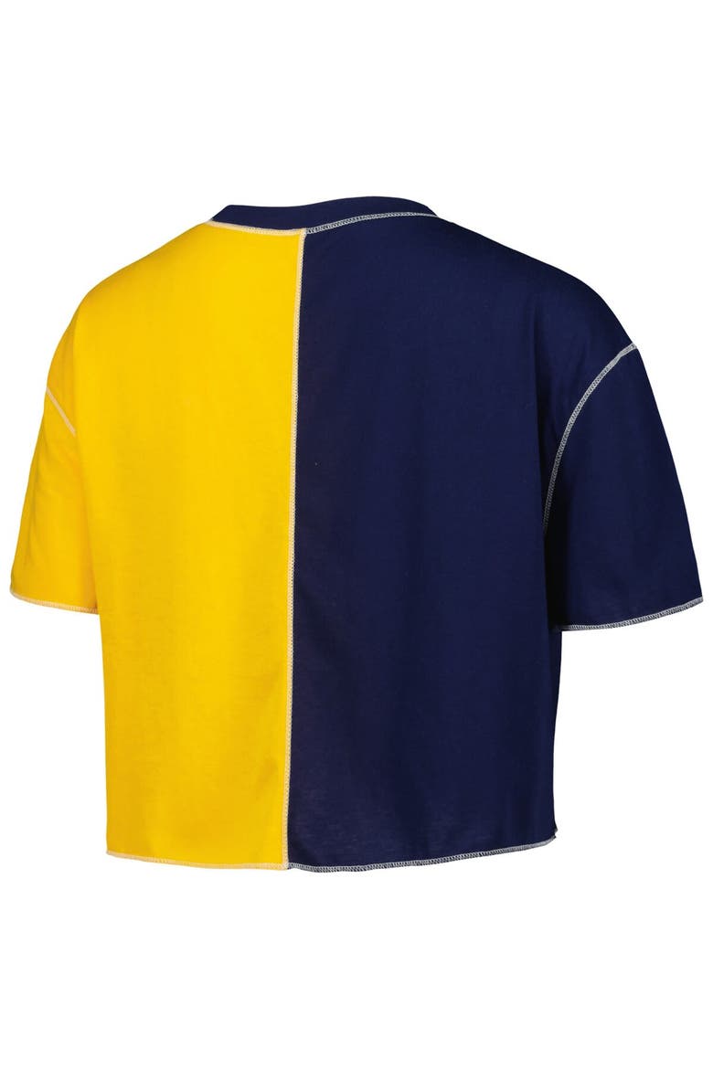 Women's ZooZatz Navy/Maize Michigan Wolverines Colorblock Cropped T-Shirt, Alternate, color, Navy