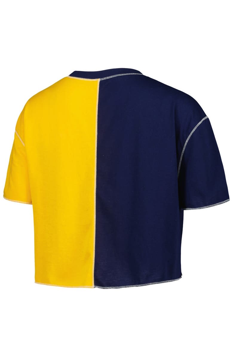 ZOOZATZ Women's ZooZatz Navy/Maize Michigan Wolverines Colorblock Cropped T-Shirt, Alternate, color, 