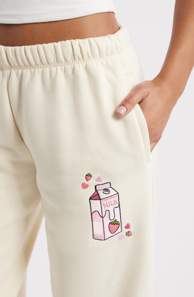 HAPPY CAMP3R You Can't Pour from an Empty Cup Embroidered Sweatpants, Alternate, color, Cream