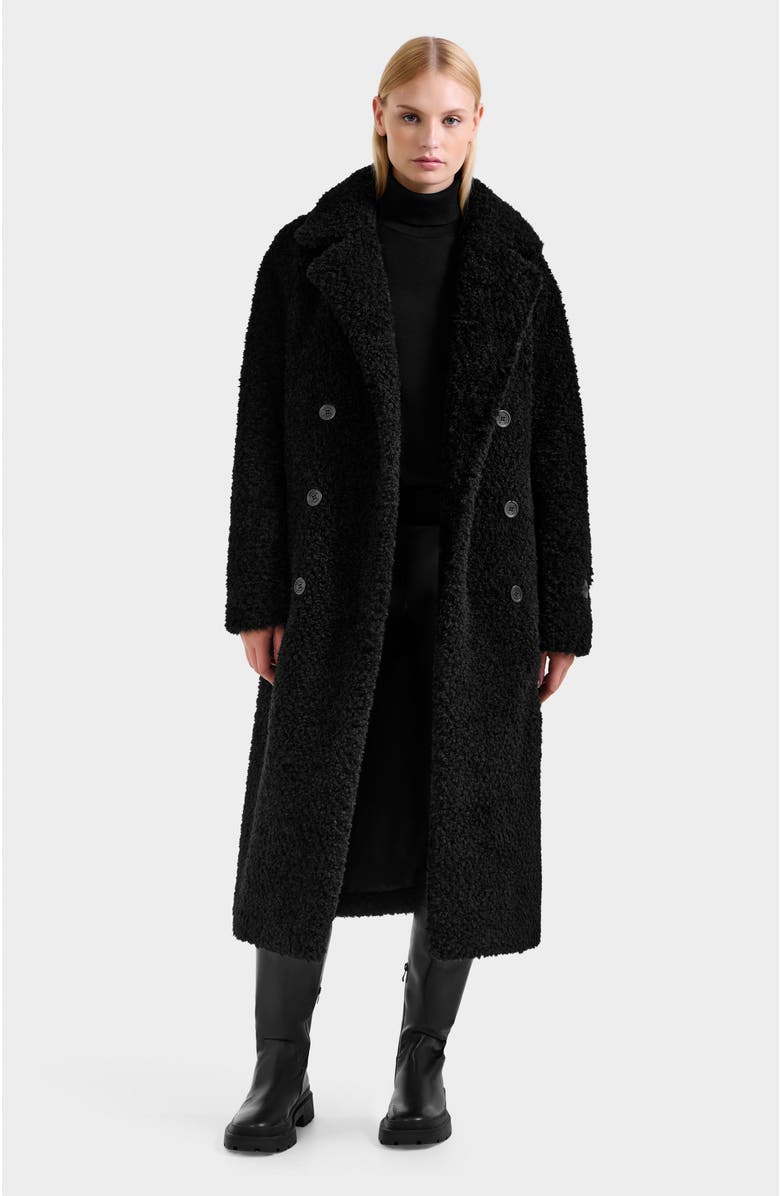 Rudsak Tina Belted Teddy Jacket with Removable Puffer Hood, Alternate, color, Black